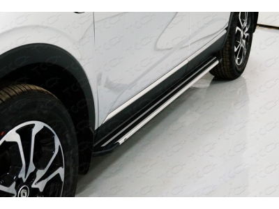 Пороги алюминиевые Slim Line Silver ТСС для Renault Arkana 2019-2021