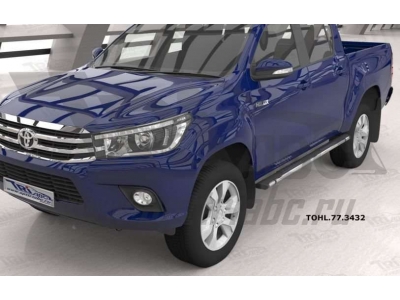 Пороги алюминиевые Emerald Black для Toyota Hilux 2015-2021