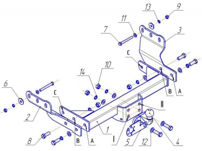 Фаркоп Avtos для Ford Transit 2000-2014 FD 26