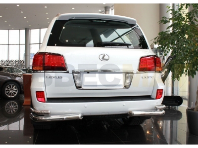 Защита задняя уголки двойные 76-53 мм для Lexus LX-570 2007-2012