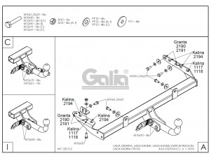 ТСУ Фаркоп оцинкованный Galia шар C съемный для Lada Kalina/Granta/Datsun on-DO № L023C