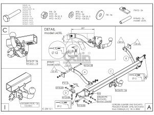 ТСУ Фаркоп оцинкованный Galia шар C съемный для Peugeot Boxer/Citroen Jumper/Fiat Ducato № C042C