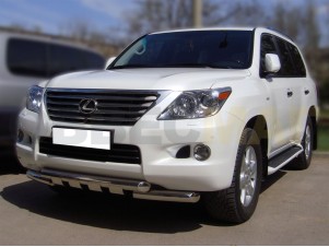 Защита переднего бампера 76 мм с накладками для Lexus LX-570 № LX09 1.1
